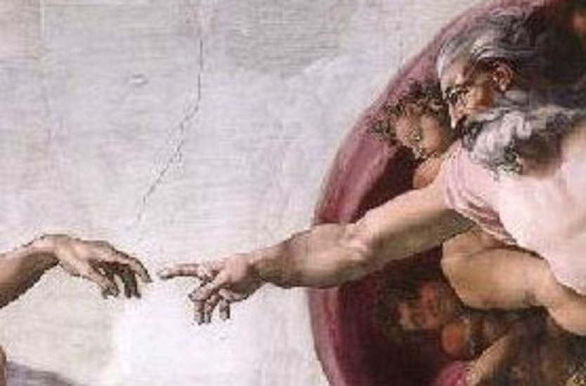 834x549 God The Father - Painting Jesus Touching Fingers