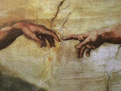 400x300 Leonardo Da Vinci Art Michael Angelo, Michelangelo - Painting Jesus Touching Fingers
