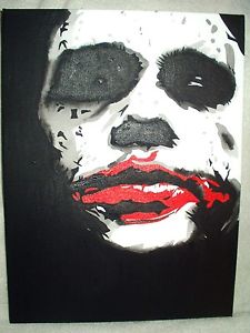225x300 Canvas Painting Dark Knight Joker Dark Eyes Art 16x12 Inch Acrylic - Painting Joker