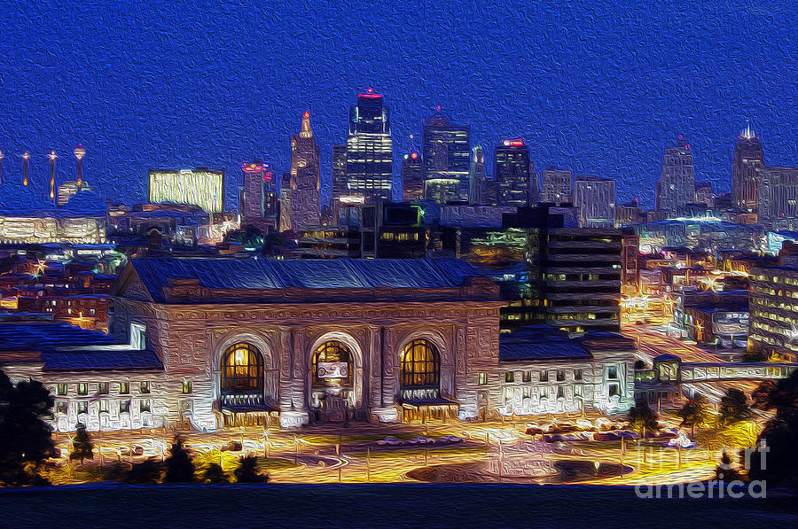 900x597 Kansas City Skyline Paint 2 Digital Art By Ken Lamb - Painting Kansas City