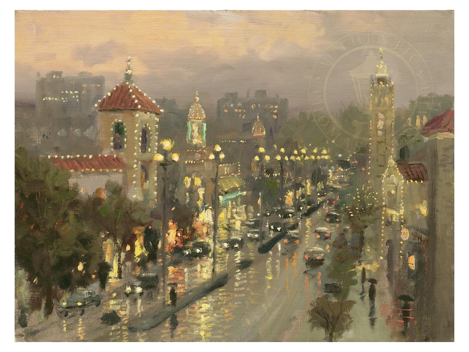1600x1200 Plaza Lights Kansas City Painting By Thomas Kinkade - Painting Kansas City