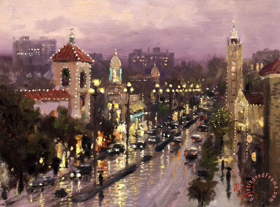 960x711 Thomas Kinkade Plaza Lights, Kansas City Painting - Painting Kansas City