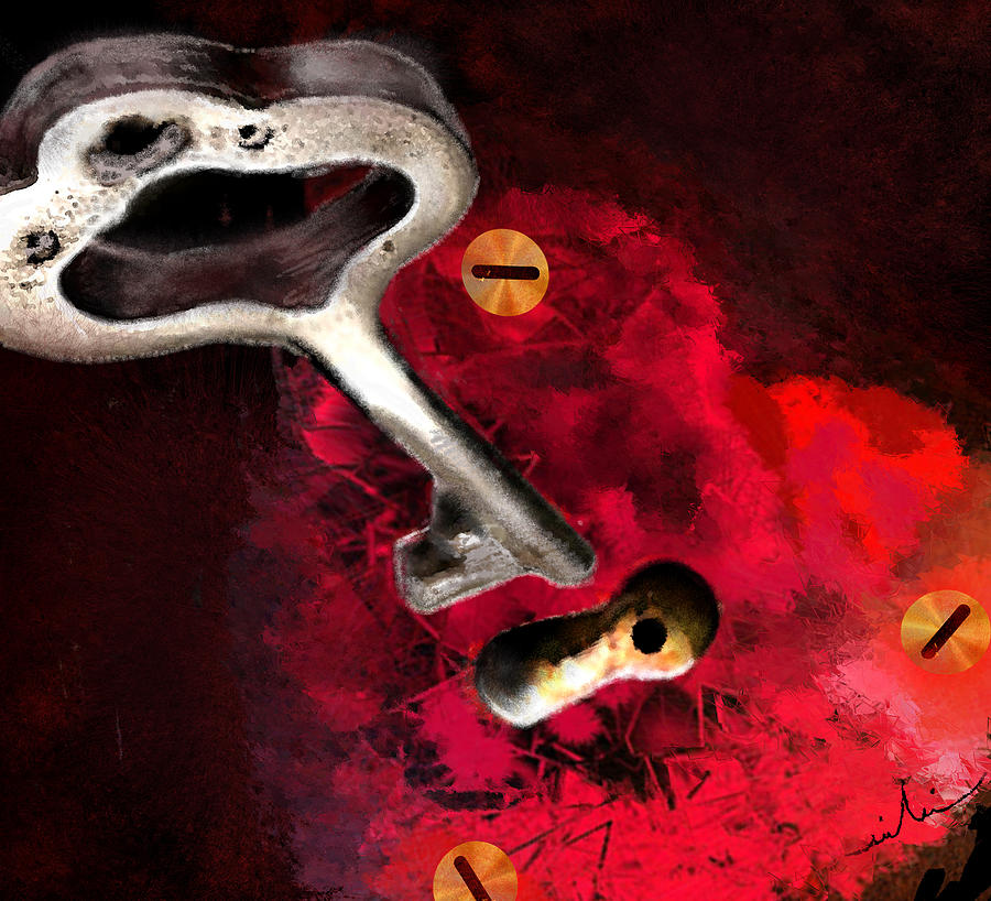 900x818 The Key To My Heart Painting By Miki De Goodaboom - Painting Key