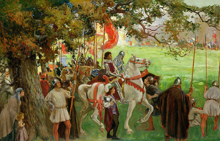 900x577 Knights Assembling, From Sir Nigel Painting By George Edmund Butler - Painting Knights
