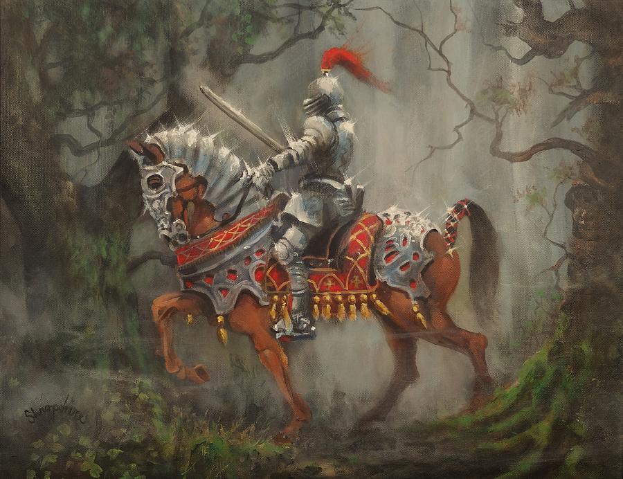 900x692 A Knight In Shining Armor Painting By Tom Shropshire - Painting Knights
