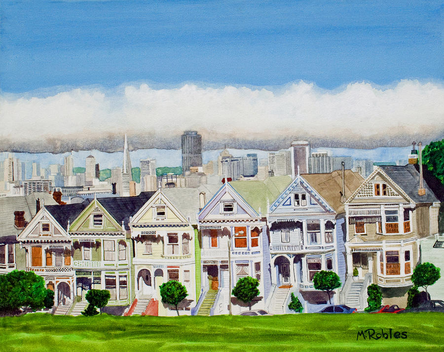 900x715 San Francisco's Painted Ladies Painting By Mike Robles - Painting Ladies