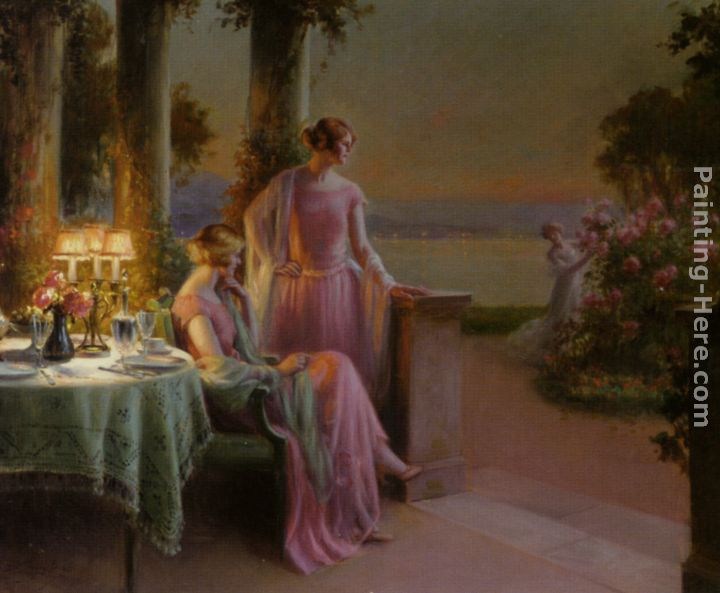 720x593 Delphin Enjolras Elegant Ladies Taking Tea Painting Best Elegant - Painting Ladies