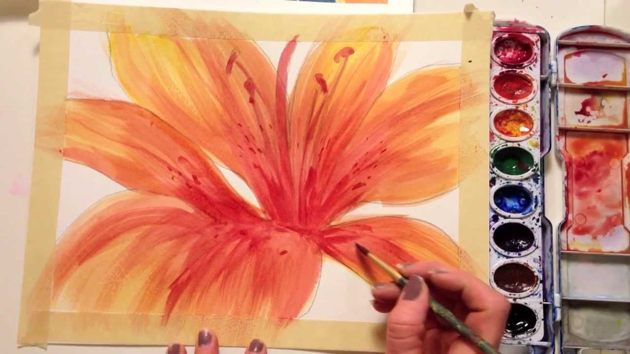 1280x720 How To Paint A Flower With Watercolor - Painting Large Flowers
