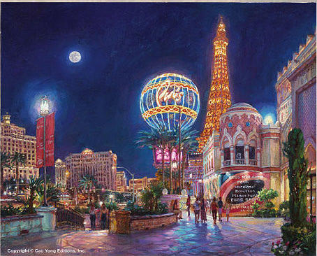 454x366 Paris Las Vegas Painting By Cao Yong - Painting Las Vegas