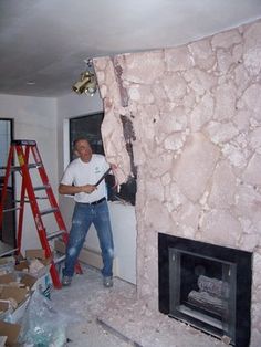 236x314 Change Your Old 70's Fireplace With Paint. Keep The Rock Look - Painting Lava Rock