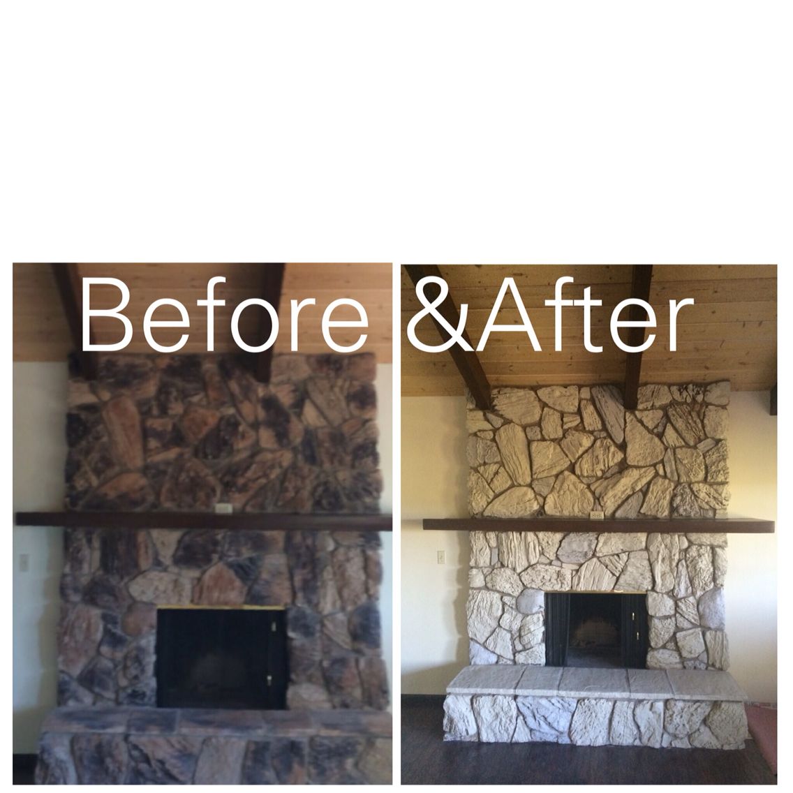 1136x1136 Here's An Inexpensive Way To Update An Ugly Rock Fireplace - Painting Lava Rock
