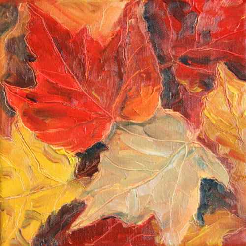 500x500 Day 9 More Leaves Flogging The Muse - Painting Leaves On Canvas