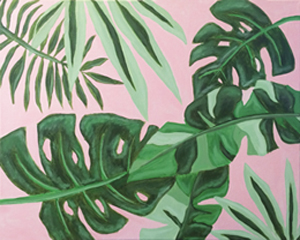 300x240 Social Artworking Tropical Leaves - Painting Leaves On Canvas