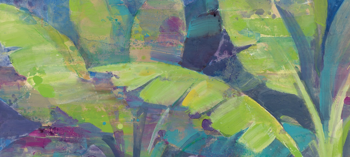 1200x538 Tropical Leaves Canvas Artwork Icanvas - Painting Leaves On Canvas