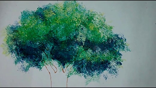 520x293 Easy Bread Slice Trick To Paint Tree Leaves That Actually Works - Painting Leaves On Trees
