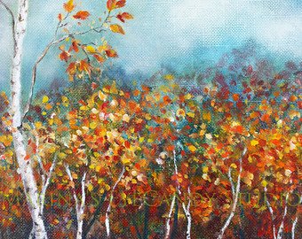340x270 Birch Tree Painting Etsy - Painting Leaves On Trees