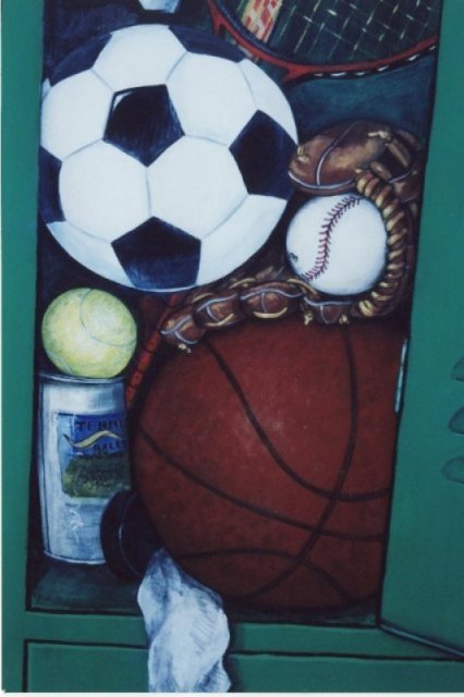 426x640 Sports Locker Mural On Closet Doors - Painting Locker