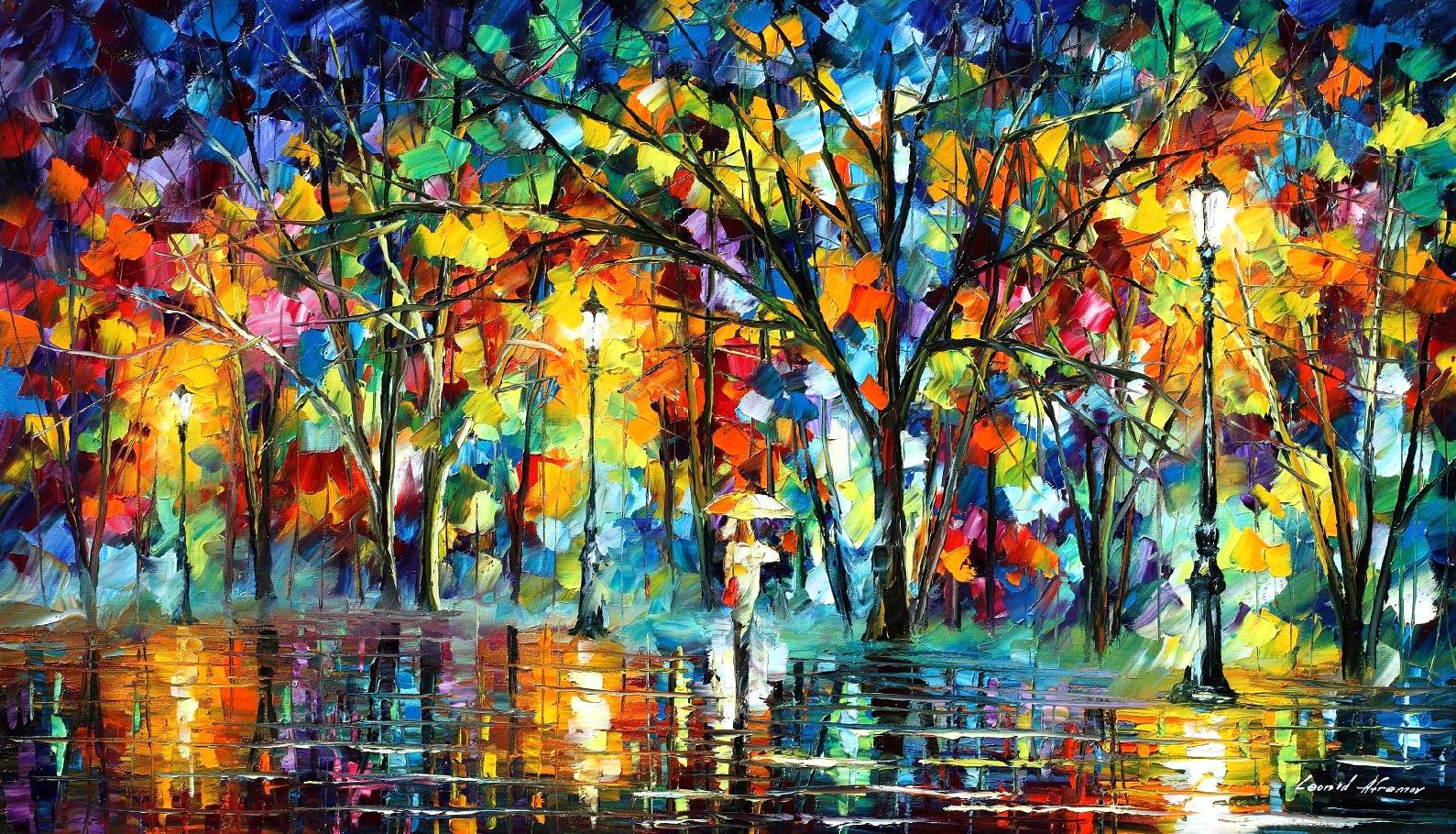 1589x910 Lonely Walk Palette Knife Oil Painting On Canvas By Leonid - Painting Loneliness