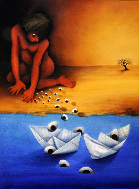 471x640 Abbas Batliwala Artwork Loneliness Original Painting Oil - Painting Loneliness