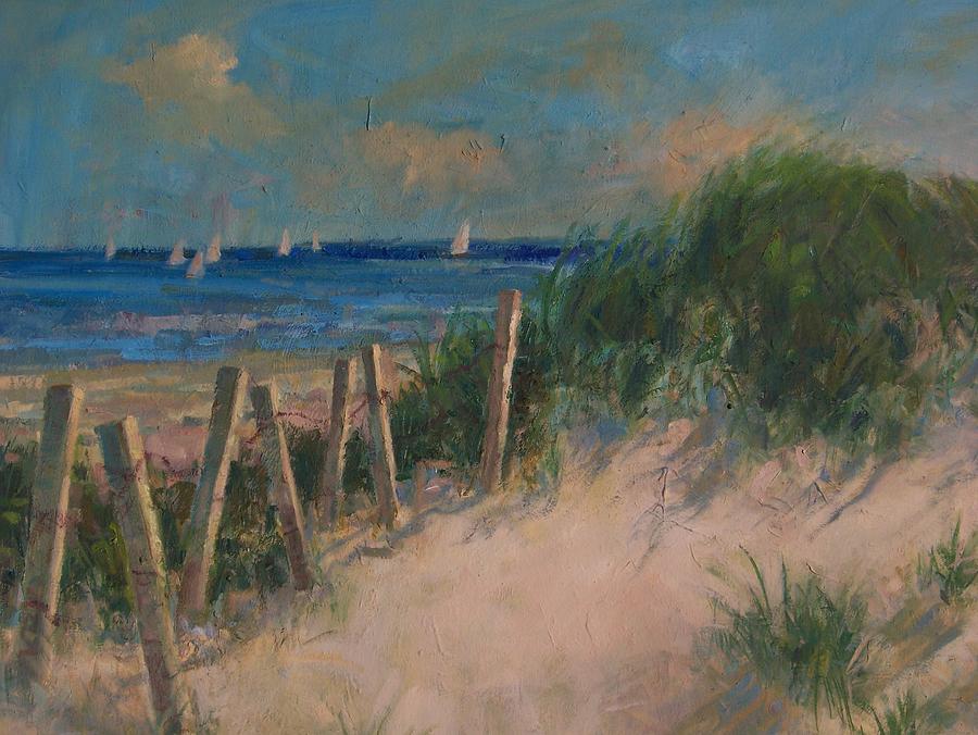 900x676 Long Island Dunes Painting By Bart Deceglie - Painting Long Island