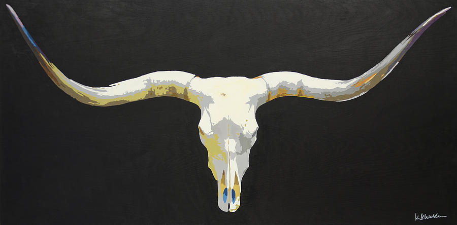 900x444 Longhorn Skull Painting By Boughton Walden - Painting Longhorn Skull