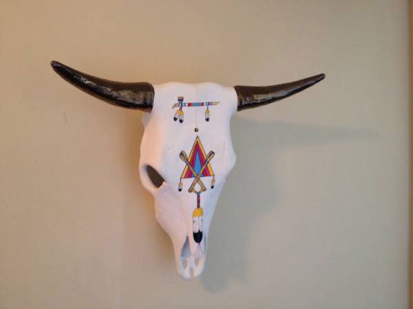 600x450 Southwest Painted Cow Skull - Painting Longhorn Skull