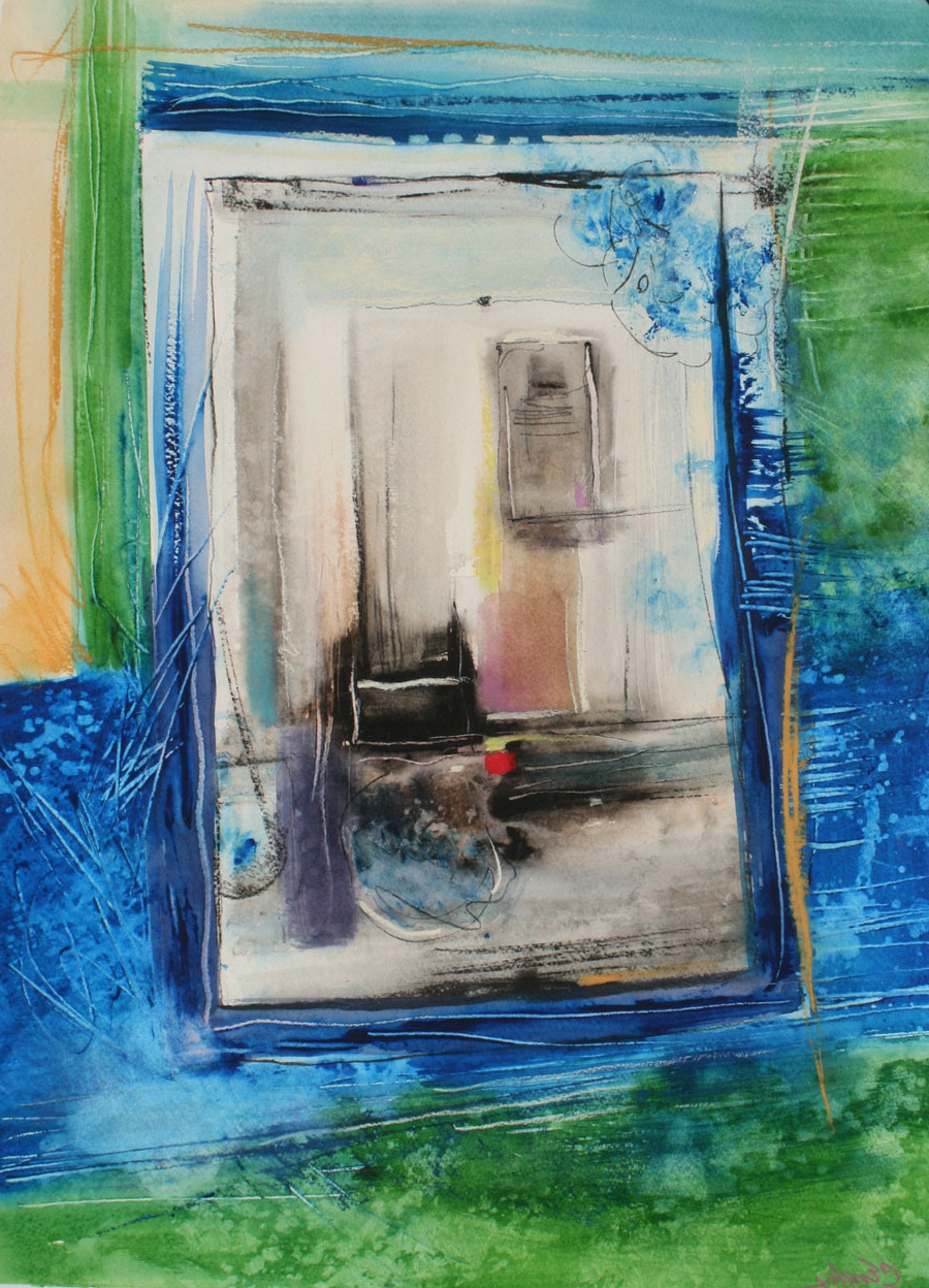 900x1248 Painting Looking Through Window Carol Englesrt View Through - Painting Looking Through A Window