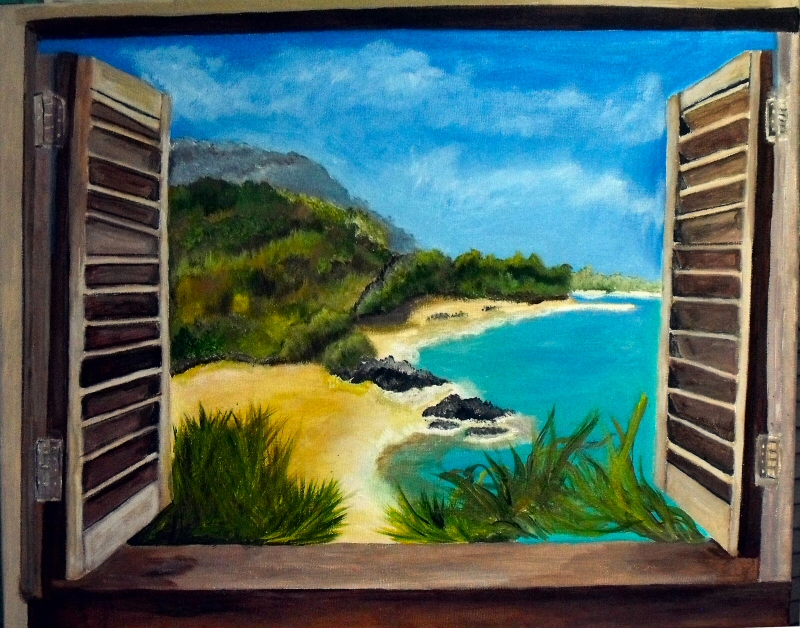 800x628 33115 Beach Scene As Seen Thru The Window Artbydia's Blog - Painting Looking Through A Window