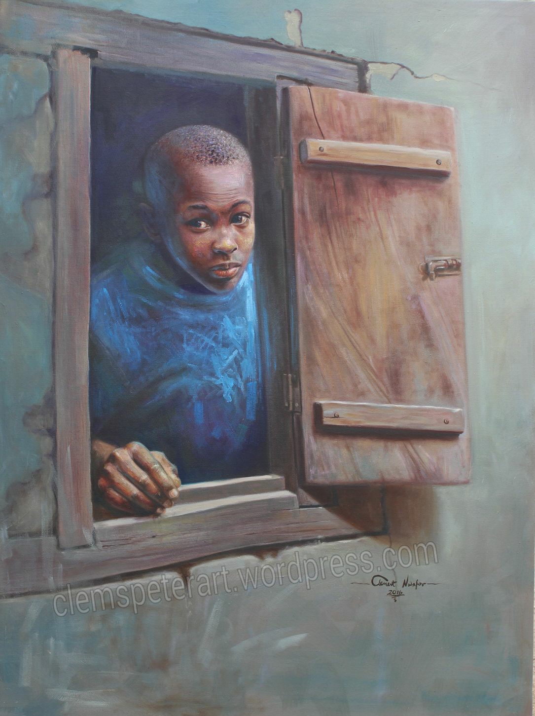 1085x1451 A Painting Titled Looking Through The Window By Nwafor Clement - Painting Looking Through A Window