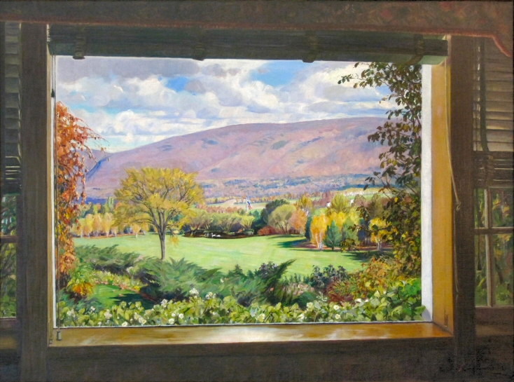 734x545 Window Paintings, Robert Strong Woodward, Painter Of New England - Painting Looking Through A Window