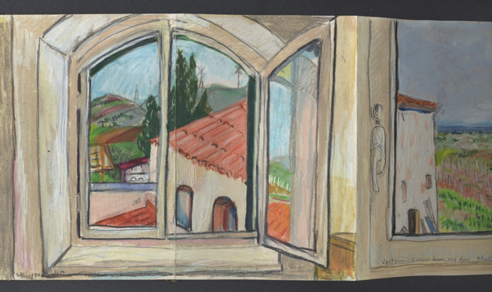 1008x600 Elise Engler Travel Drawings And Paintings Sicily - Painting Looking Through A Window