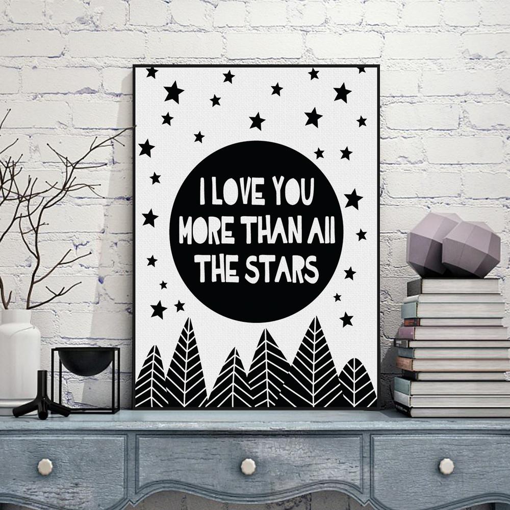 1000x1000 Modern Nordic Black White Minimalist Typography Star Love Quotes - Painting Love Quotes