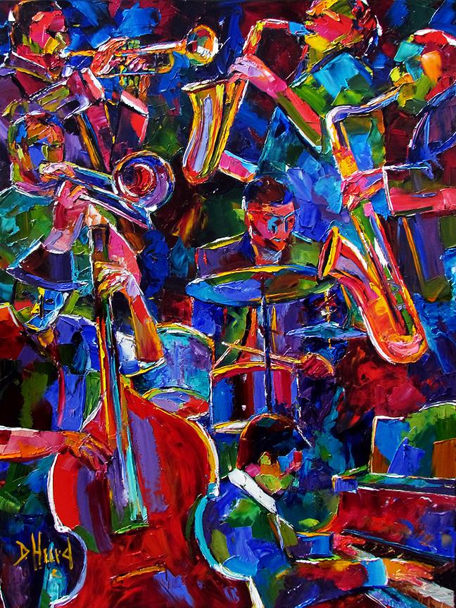 648x864 Daily Painters Abstract Gallery Original Colorful Jazz Art Music - Painting Magic