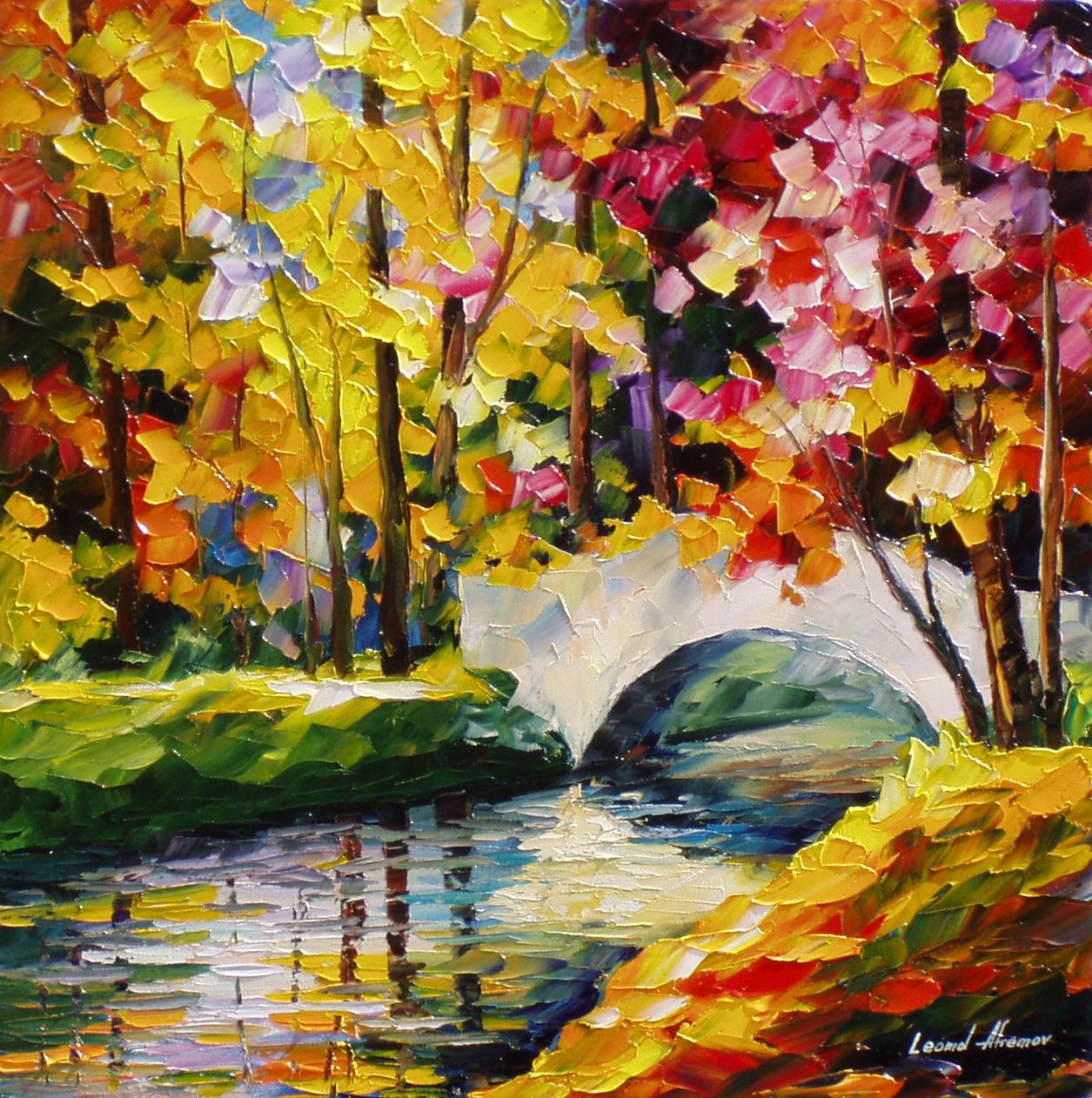 1255x1262 Magic Bridge Palette Knife Oil Painting On Canvas By Leonid - Painting Magic