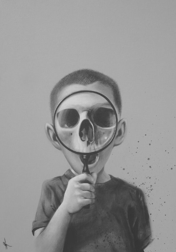 600x857 Illustration Inspiration Illustrators, Inspiration And Skeletons - Painting Magnifying Glass