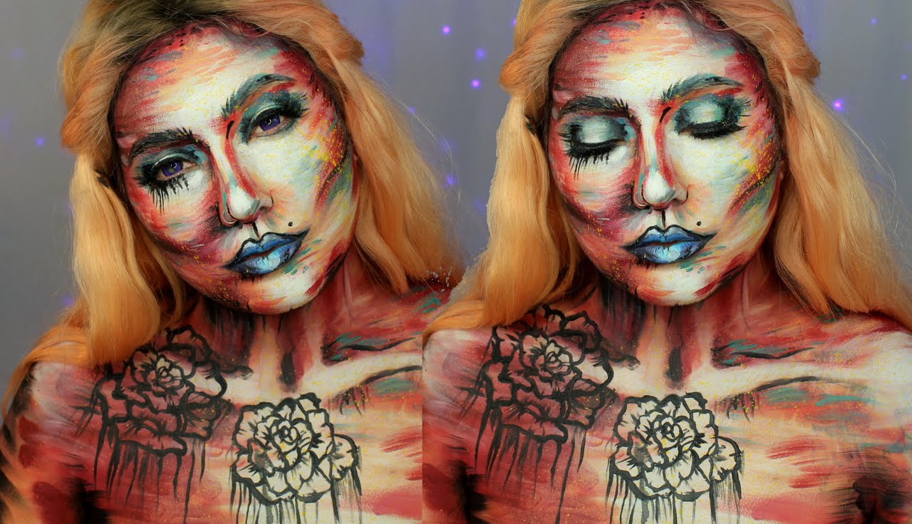 1280x735 Abstract Watercolor Makeup Body Painting Tutorial Jordan Hanz - Painting Makeup