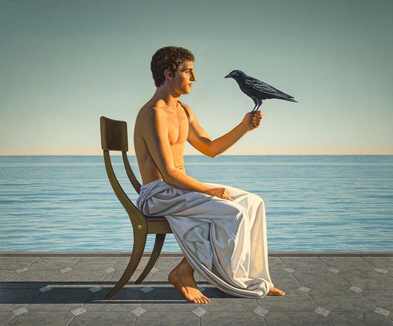 780x646 David Ligare Man With Crow Birds Amp Humans Crow - Painting Man