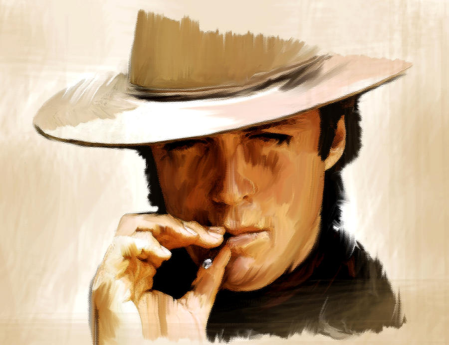 900x692 Man With No Name Clint Eastwwod Painting By Iconic Images Art - Painting Man