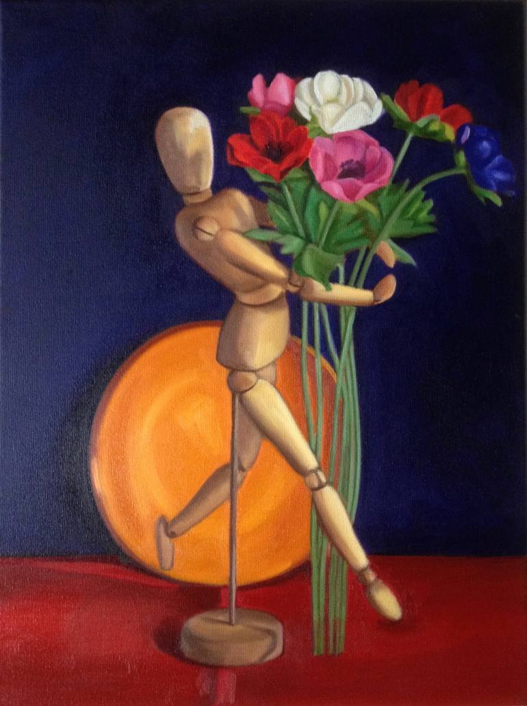 770x1031 Saatchi Art Mannequin And Flowers Painting By Suzanne Kemplay - Painting Mannequin