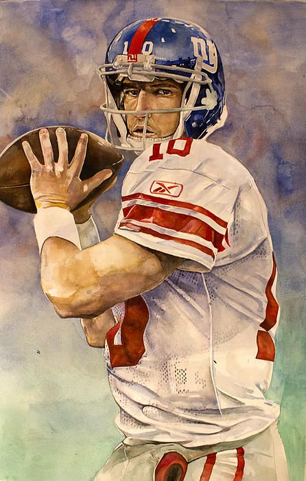 446x700 Eli Manning Painting By Sports Artist Michael Pattison Football - Painting Manning