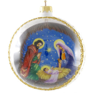 300x300 Mary, Joseph And Baby Jesus Hand Painted Christmas Ball. Made - Painting Mary Joseph And Baby Jesus
