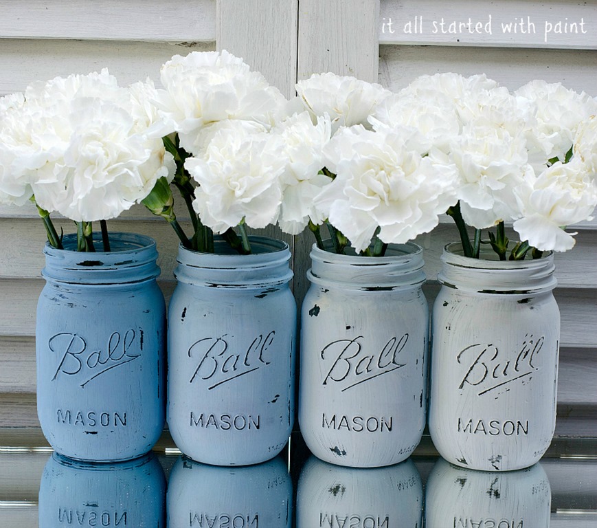 869x768 Ombre Mason Jars - Painting Mason Jars