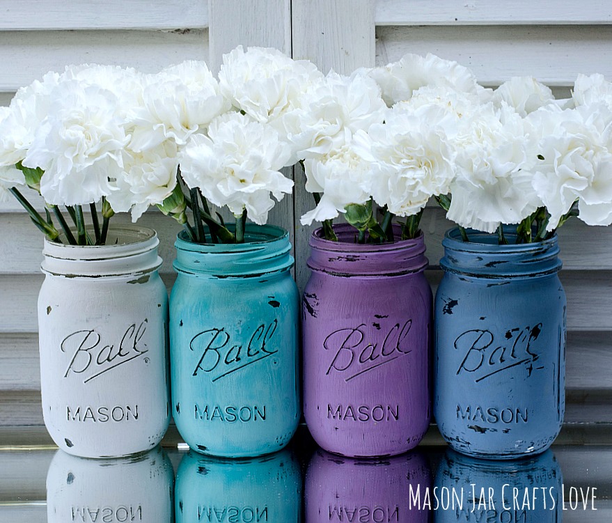 879x751 Painted Mason Jars For Spring - Painting Mason Jars