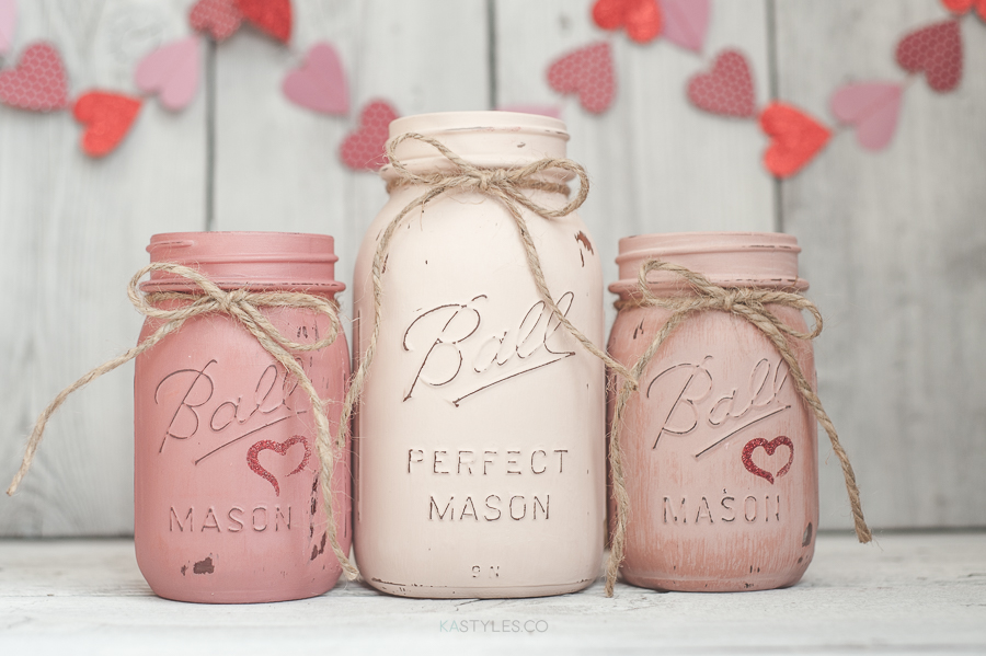 900x599 Latex Painted Mason Jars For Valentine's Day - Painting Mason Jars