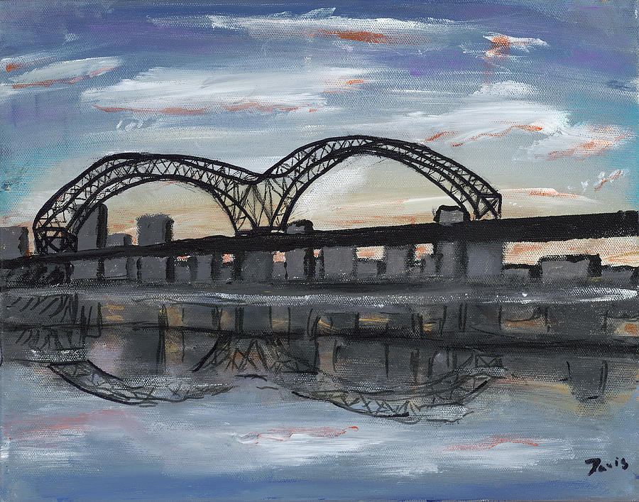 900x707 Memphis Bridge Painting By Davis Elliott - Painting Memphis