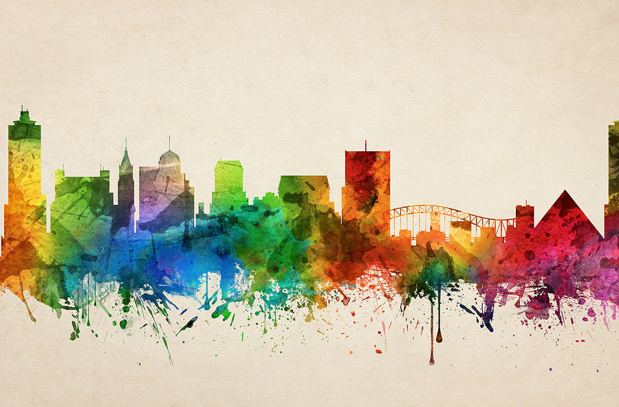 900x592 Memphis Tennessee Skyline 05 Painting By Aged Pixel - Painting Memphis