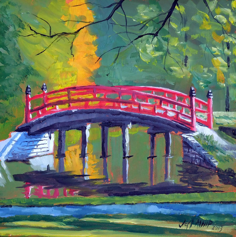897x900 Red Bridge Memphis Botanic Garden Painting By Jeff Atnip - Painting Memphis