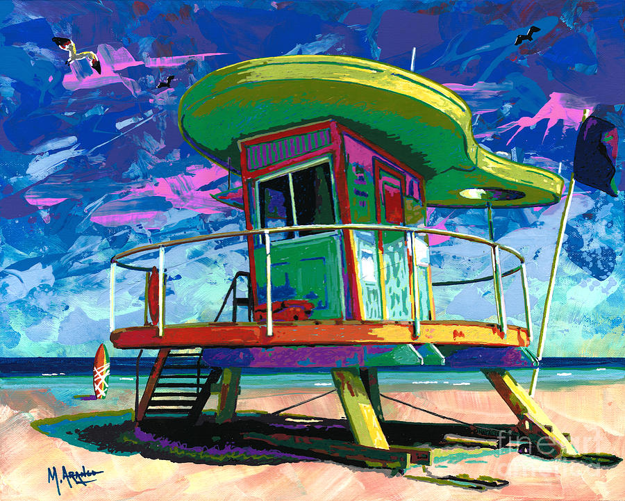 900x721 Miami Beach Lifeguard Tower Painting By Maria Arango - Painting Miami