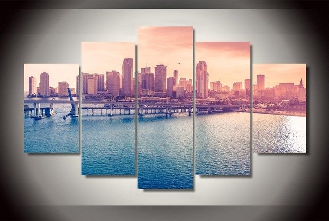 640x430 5 Piece With Printed Miami World Painting Children Room Decor - Painting Miami