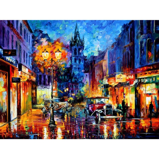640x640 Beautiful Street Landscape Paintings Miami Palette Knife Art - Painting Miami
